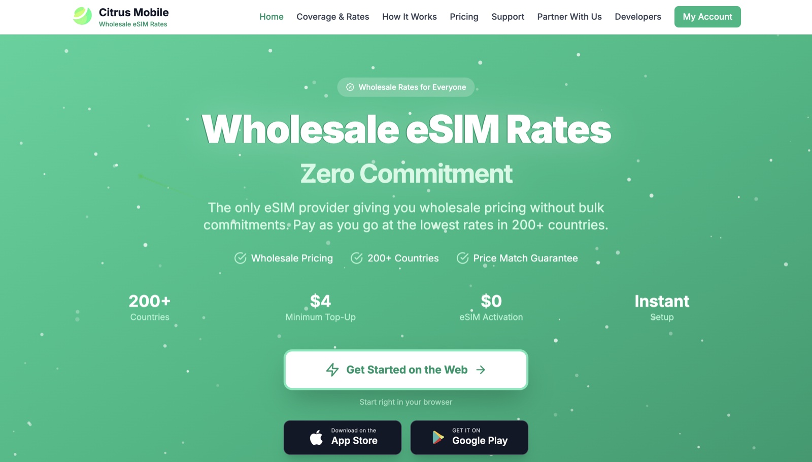 Citrus Mobile app · Wholesale eSIM data for travel. (Telecom app development project by Praneet Sah)