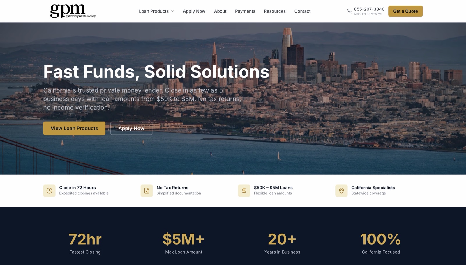 Gateway Private Money app · Private money lending in California. (Lending app development project by Praneet Sah)